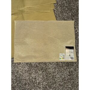 Wyndham Weavers tinsel stripe gold placemat 13 X 19 set of 6 Vintage NOS